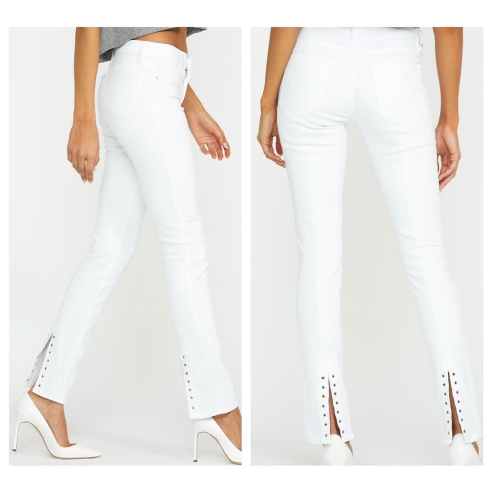 HUDSON | Nico Mid-Rise Grommet-Detail Skinny Jean in White size 25